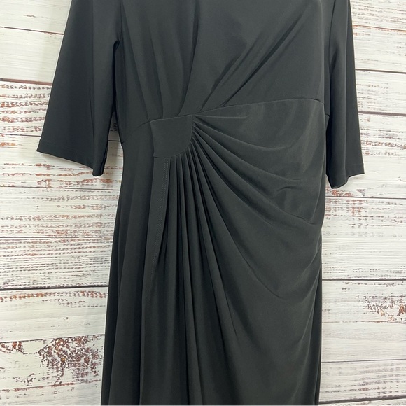 Dress Barn Black Ruched Elboe Sleeve Tulip Hem Formal Dress - Picture 3 of 14